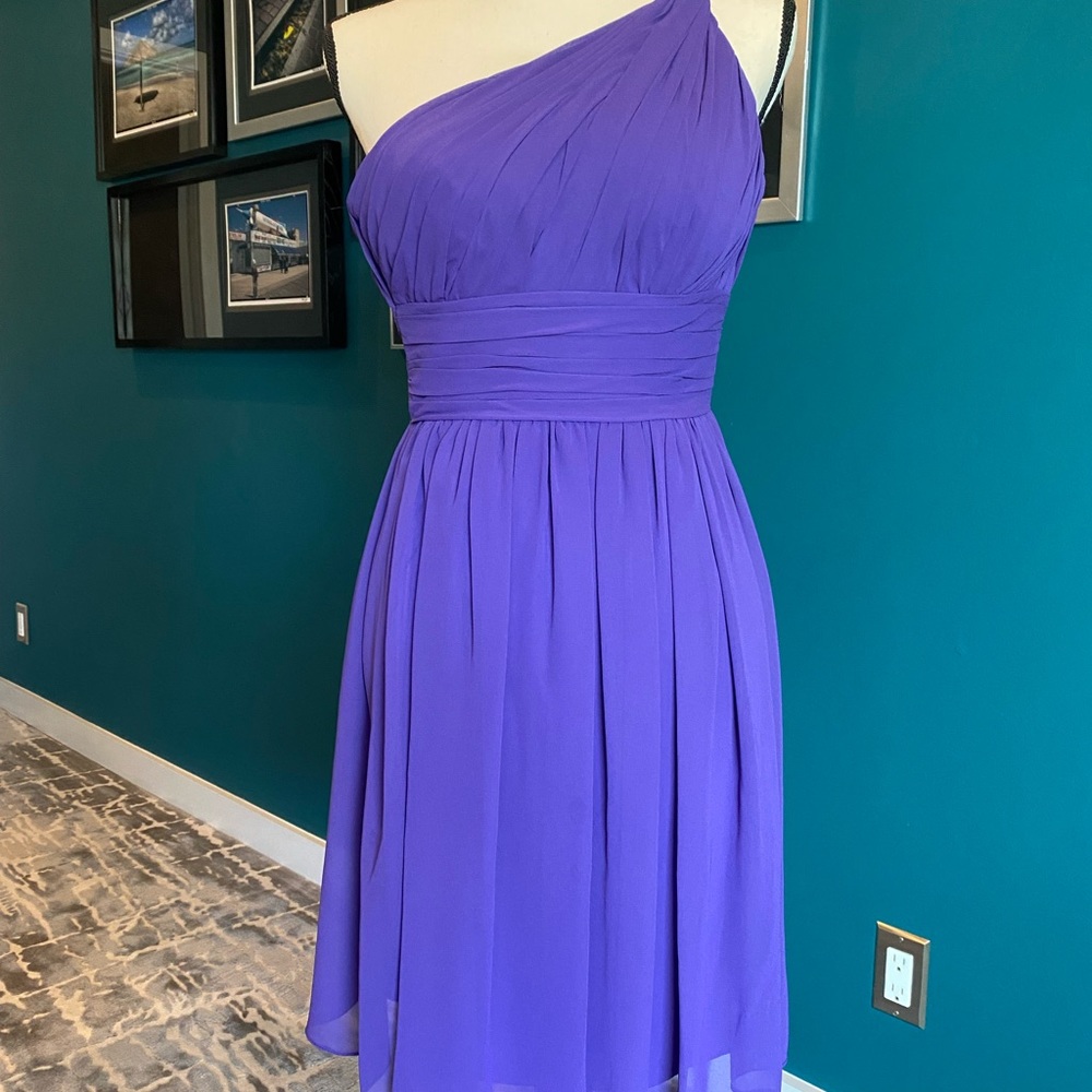 Bill Levkoff Purple One Shoulder Cocktail Evening Dress Size 0 - Picture 1 of 3